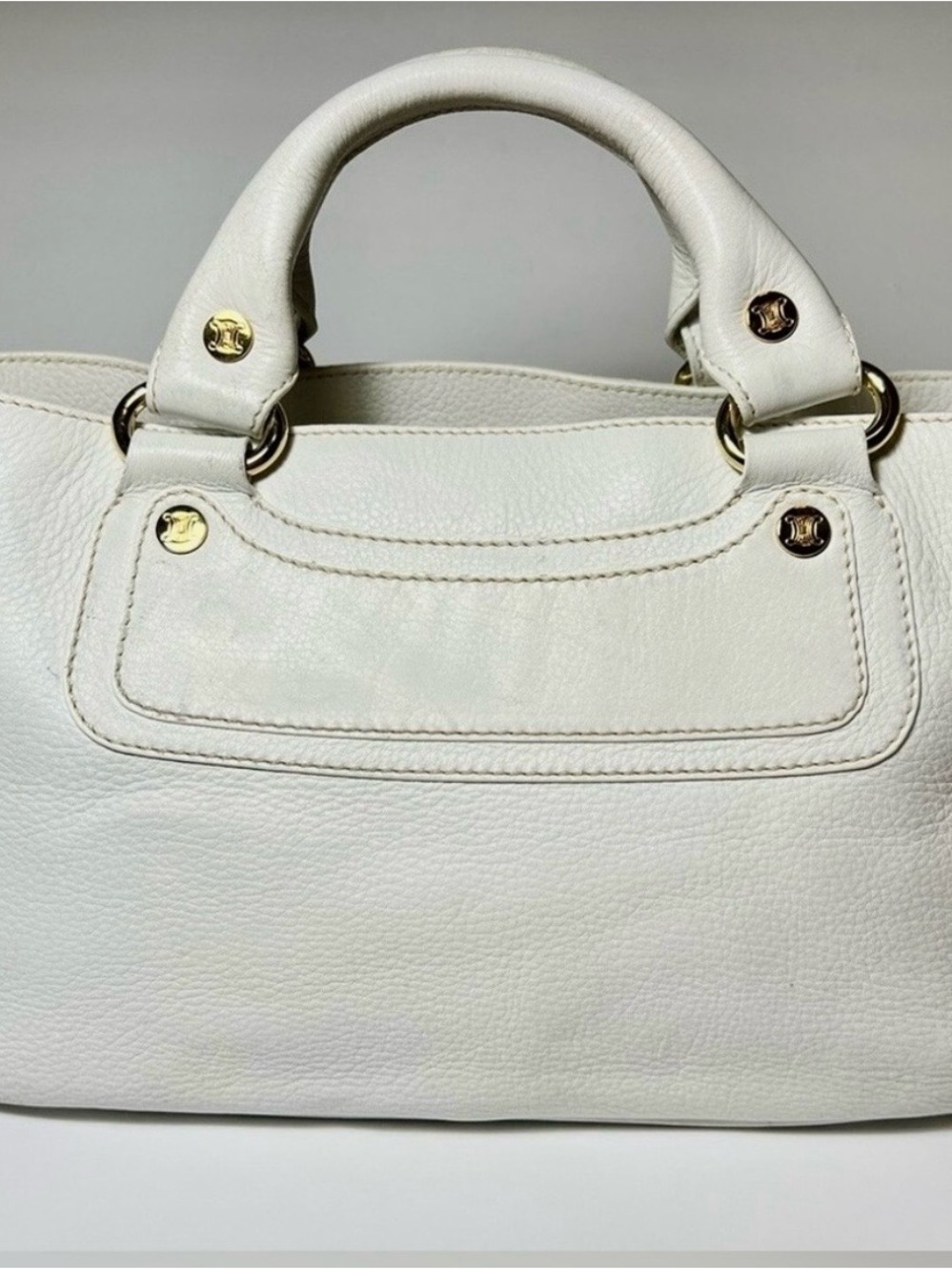 Celine White Leather Top-Handle Boogie Bag
